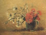 Vincent Van Gogh Vase with Red and White Carnations on Yellow Background (nn04) Spain oil painting artist